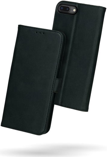 Rosso Deluxe Apple iPhone 7/8 Plus Hoesje Echt Leer Book Case Zwart afbeelding 2