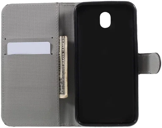 Samsung Galaxy J7 (2017) Portemonnee Hoesje Print Blauwe Vlinder afbeelding 2