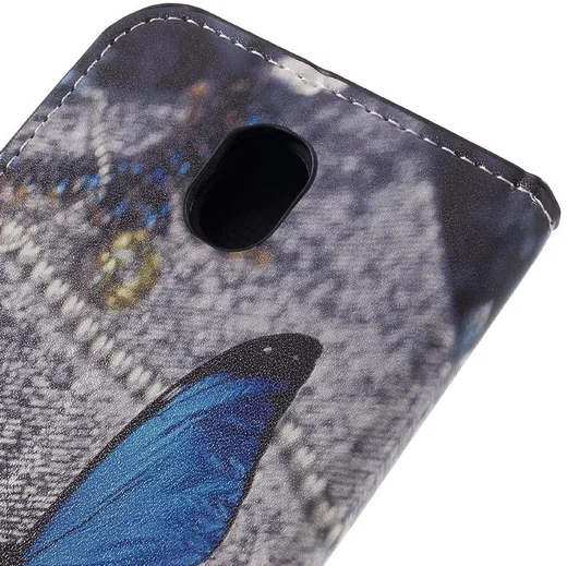 Samsung Galaxy J7 (2017) Portemonnee Hoesje Print Blauwe Vlinder afbeelding 8