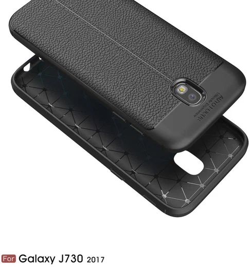 Samsung Galaxy J7 (2017) Lederen TPU Hoesje Zwart afbeelding 7