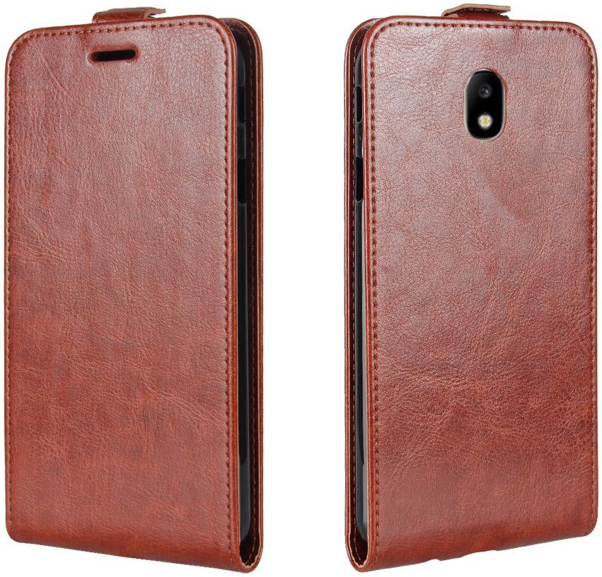 Samsung Galaxy J7 (2017) Verticaal Flip Hoesje Bruin afbeelding 3
