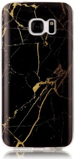 Samsung Galaxy S7 Print TPU Hoesje Marmer Zwart afbeelding 1