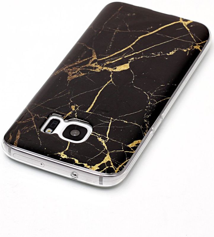 Samsung Galaxy S7 Print TPU Hoesje Marmer Zwart afbeelding 4