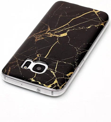 Samsung Galaxy S7 Print TPU Hoesje Marmer Zwart afbeelding 4