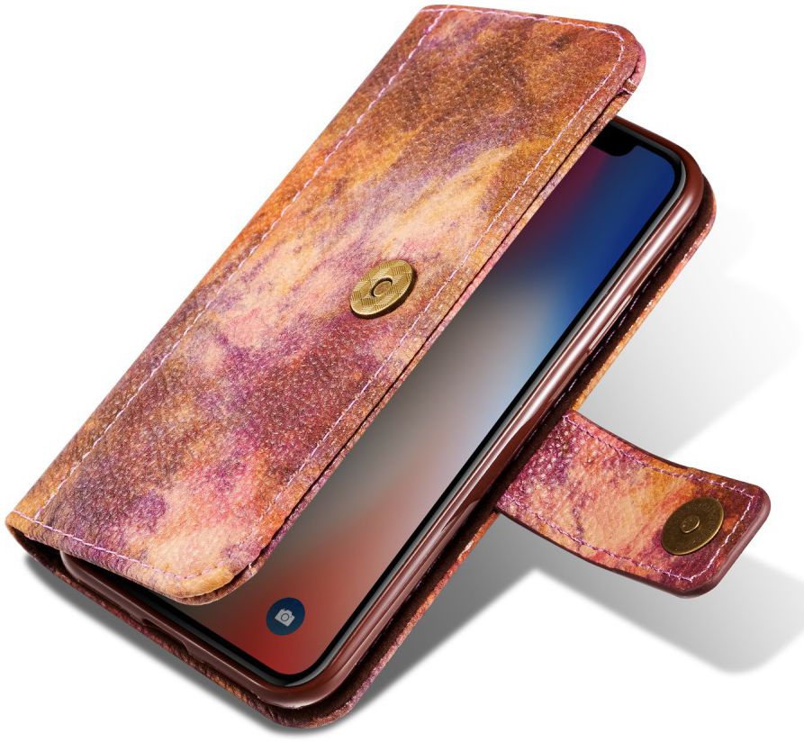 Apple iPhone X Bos Portemonnee Hoesje Bruin afbeelding 13