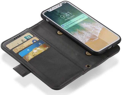 Apple iPhone X Luxe 2-in-1 Portemonnee Hoesje Zwart afbeelding 12