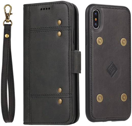 Apple iPhone X Luxe 2-in-1 Portemonnee Hoesje Zwart afbeelding 2