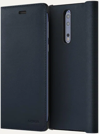 Originele Nokia 8 CP-801 Lederen Flip Case Blauw afbeelding 1