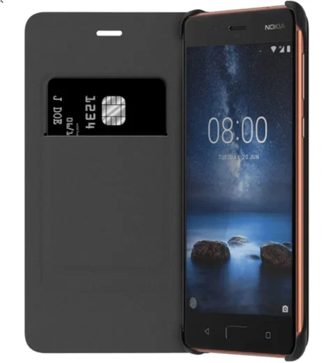 Originele Nokia 8 CP-801 Lederen Flip Case Blauw afbeelding 3