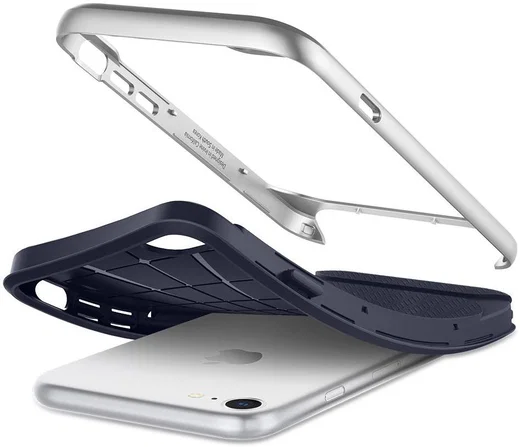 Spigen Neo Hybrid Herringbone iPhone 7 / 8 Hoesje Zilver afbeelding 2