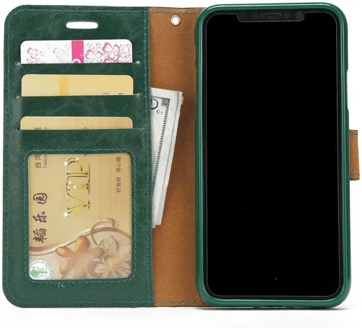 Apple iPhone X / XS Bookcase en Backcover 2-in-1 Hoesje Groen afbeelding 3