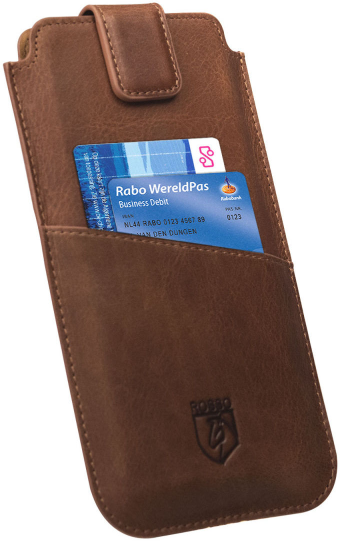 Rosso Deluxe Insteek Hoesje Echt Leer Pasjes Bruin afbeelding 2