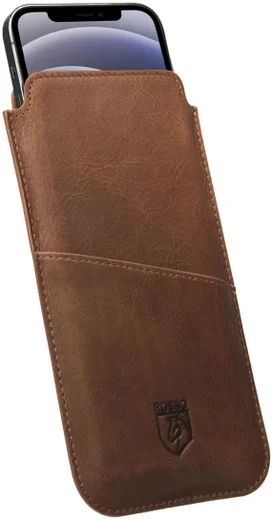 Rosso Deluxe Insteek Hoesje Echt Leer Pasjes Bruin afbeelding 7