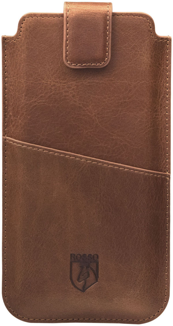 Rosso Deluxe Insteek Hoesje Echt Leer Pasjes Bruin afbeelding 1