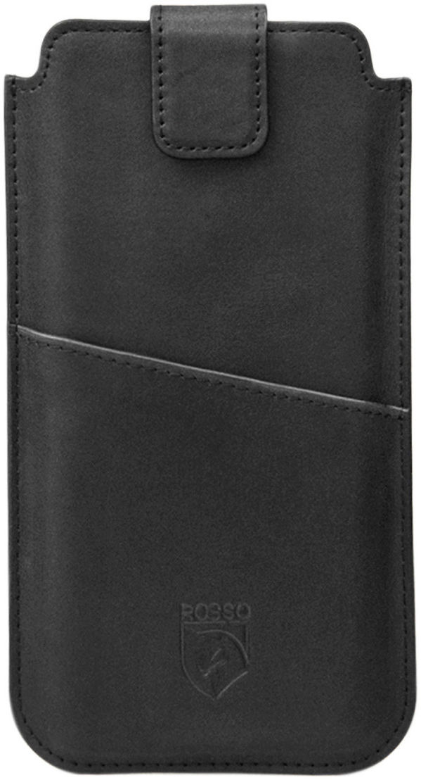 Rosso Deluxe Insteek Hoesje Echt Leer Pasjes Zwart afbeelding 1