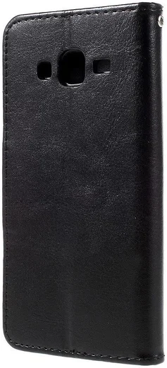 Samsung Galaxy J5 Lederen Portemonnee Flip Hoesje Zwart afbeelding 2