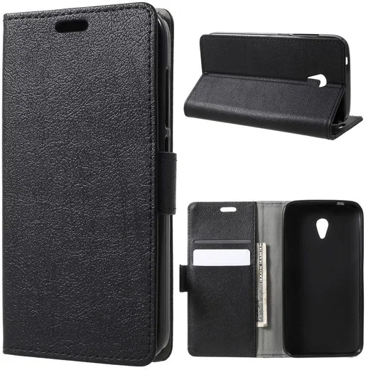 Alcatel U5 3G Portemonnee Hoesje Zwart afbeelding 1