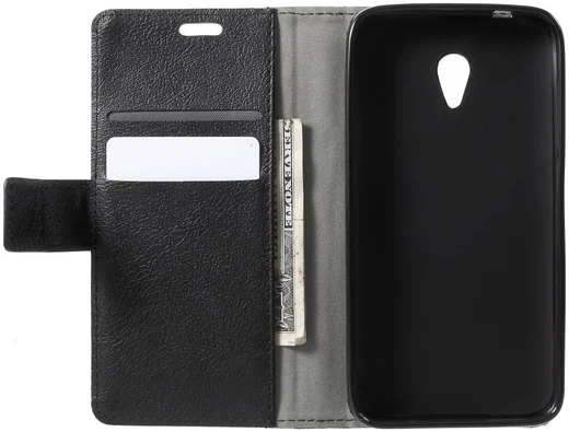 Alcatel U5 3G Portemonnee Hoesje Zwart afbeelding 2