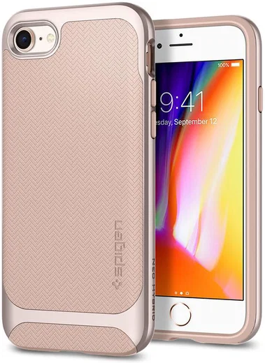 Spigen Neo Hybrid Herringbone Hoesje iPhone 8 Pale Dogwood afbeelding 1