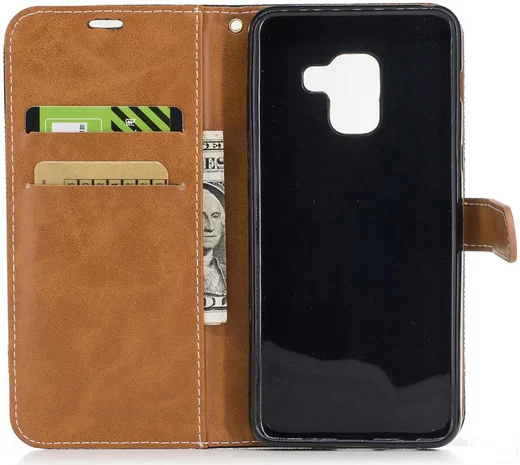 Samsung Galaxy A8 (2018) Two-Tone Portemonnee Hoesje Zwart afbeelding 8