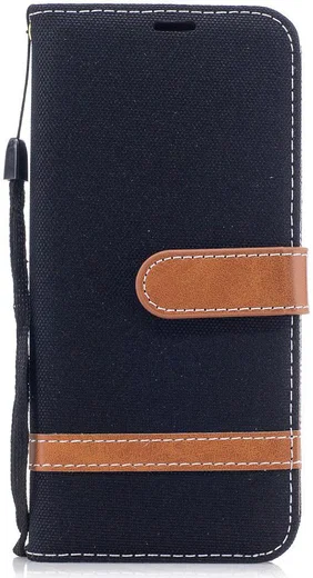 Samsung Galaxy A8 (2018) Two-Tone Portemonnee Hoesje Zwart afbeelding 1