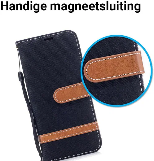 Samsung Galaxy A8 (2018) Two-Tone Portemonnee Hoesje Zwart afbeelding 3