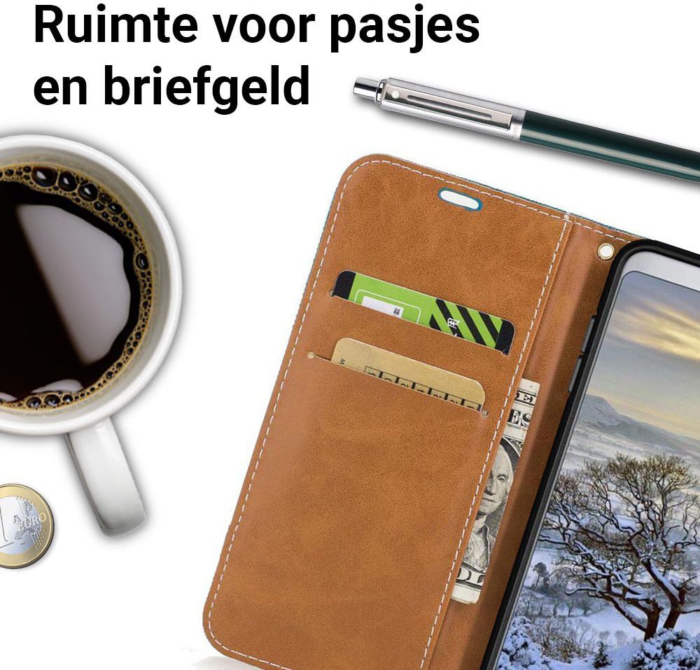 Samsung Galaxy A8 (2018) Two-Tone Portemonnee Hoesje Zwart afbeelding 4