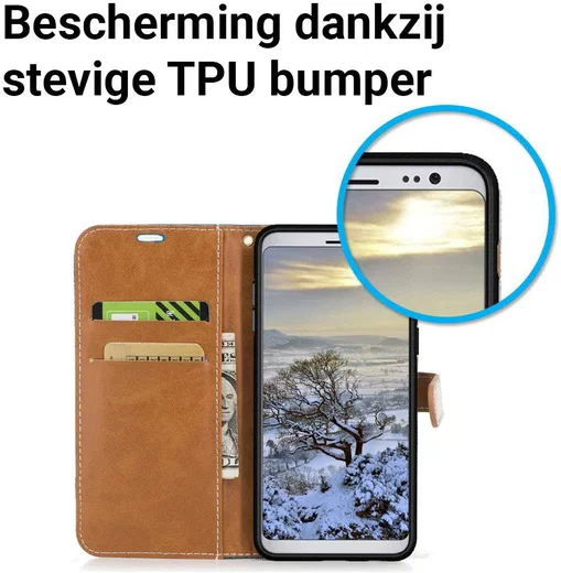Samsung Galaxy A8 (2018) Two-Tone Portemonnee Hoesje Zwart afbeelding 6