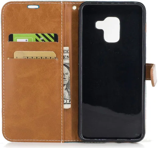 Samsung Galaxy A8 (2018) Two-Tone Portemonnee Hoesje Blauw afbeelding 7