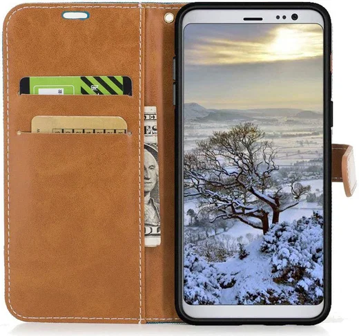 Samsung Galaxy A8 (2018) Two-Tone Portemonnee Hoesje Blauw afbeelding 2