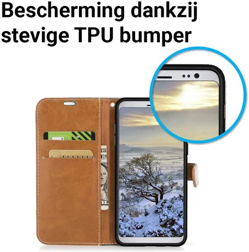 Samsung Galaxy A8 (2018) Two-Tone Portemonnee Hoesje Blauw afbeelding 5