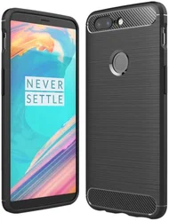 OnePlus 5T Geborsteld TPU Hoesje Zwart afbeelding