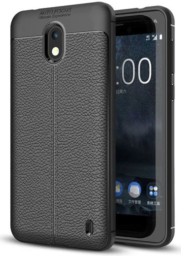 Nokia 2 Hoesje met Kunstleer Coating Zwart afbeelding 1