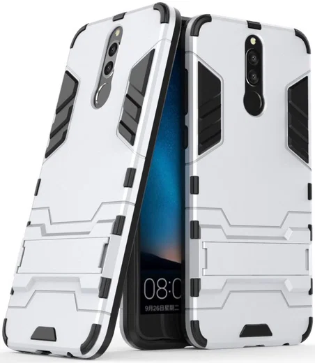 Huawei Mate 10 Lite Hybride Hoesje met Stand Zilver afbeelding 2