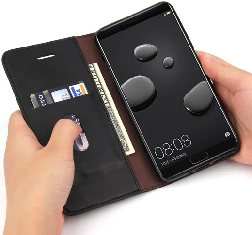Huawei Mate 10 Pro Luxe Portemonnee Hoesje Zwart afbeelding 1
