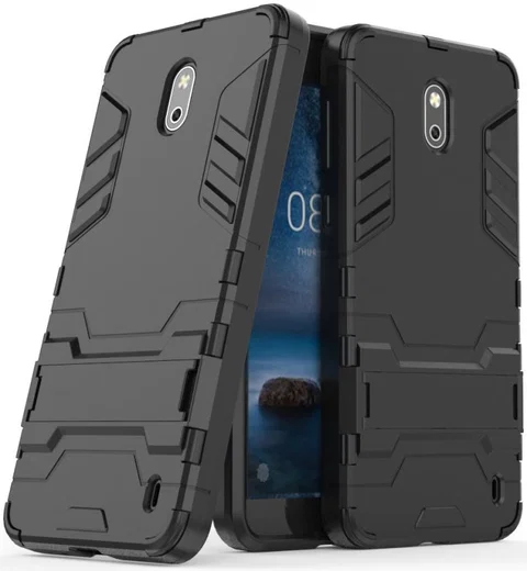 Hybride Nokia 2 Hoesje Zwart afbeelding 2
