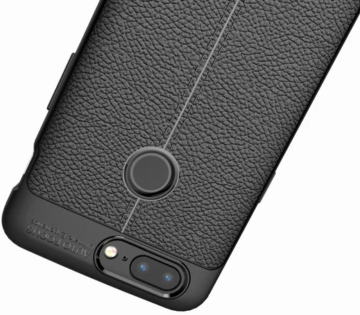 OnePlus 5T Hoesje TPU Met Leren Textuur Zwart afbeelding 4