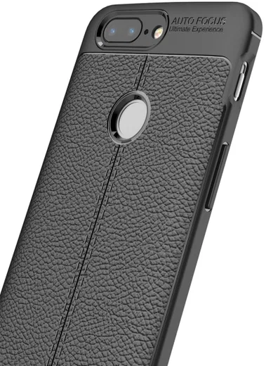 OnePlus 5T Hoesje TPU Met Leren Textuur Zwart afbeelding 8
