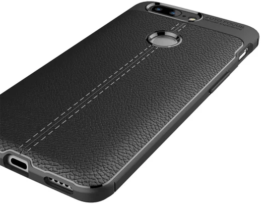 OnePlus 5T Hoesje TPU Met Leren Textuur Zwart afbeelding 9