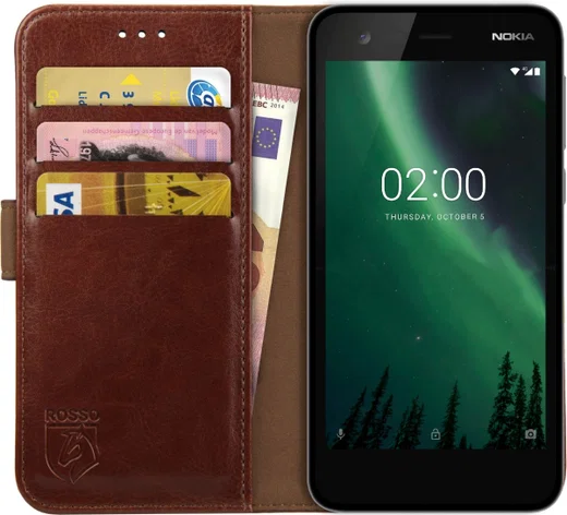 Rosso Element Nokia 2 Hoesje Book Cover Bruin afbeelding 1