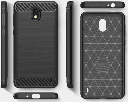 Nokia 2 Geborsteld TPU Hoesje Zwart afbeelding 4