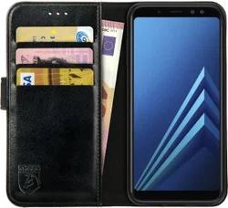 Rosso Element Samsung Galaxy A8 (2018) Hoesje Book Cover Zwart afbeelding