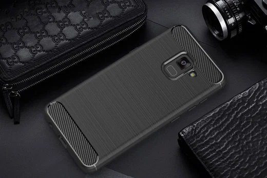 Samsung Galaxy A8 (2018) Geborsteld TPU Hoesje Zwart afbeelding 12