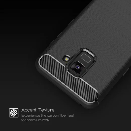 Samsung Galaxy A8 (2018) Geborsteld TPU Hoesje Zwart afbeelding 5