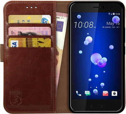 Rosso Element  HTC U11 Life Hoesje Book Cover Bruin afbeelding 1