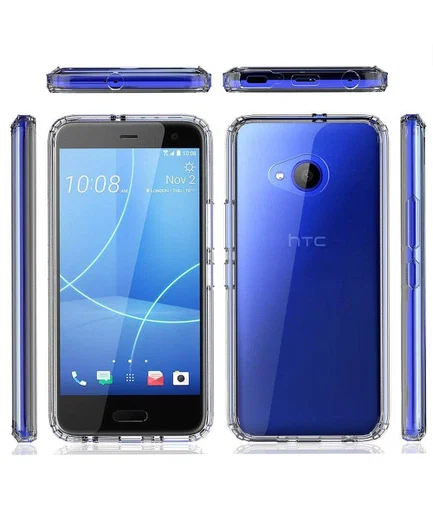 HTC U11 Life Hoesje Armor Backcover Transparant Zwart afbeelding 3