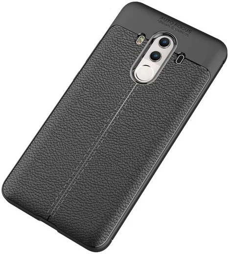 Huawei Mate 10 Pro Hoesje TPU met Leren Textuur Zwart afbeelding 12