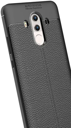 Huawei Mate 10 Pro Hoesje TPU met Leren Textuur Zwart afbeelding 5