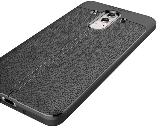 Huawei Mate 10 Pro Hoesje TPU met Leren Textuur Zwart afbeelding 6
