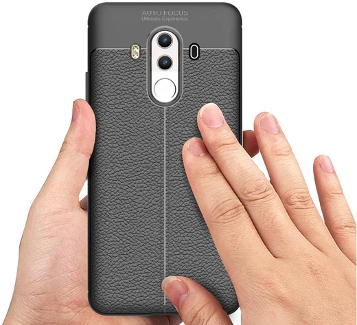 Huawei Mate 10 Pro Hoesje TPU met Leren Textuur Zwart afbeelding 8